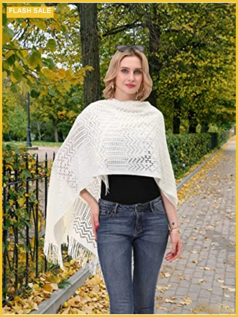 Womens Knit Poncho Shawl Wrap Fringe Cape Cardigan 100% Acrylic Lightweight
